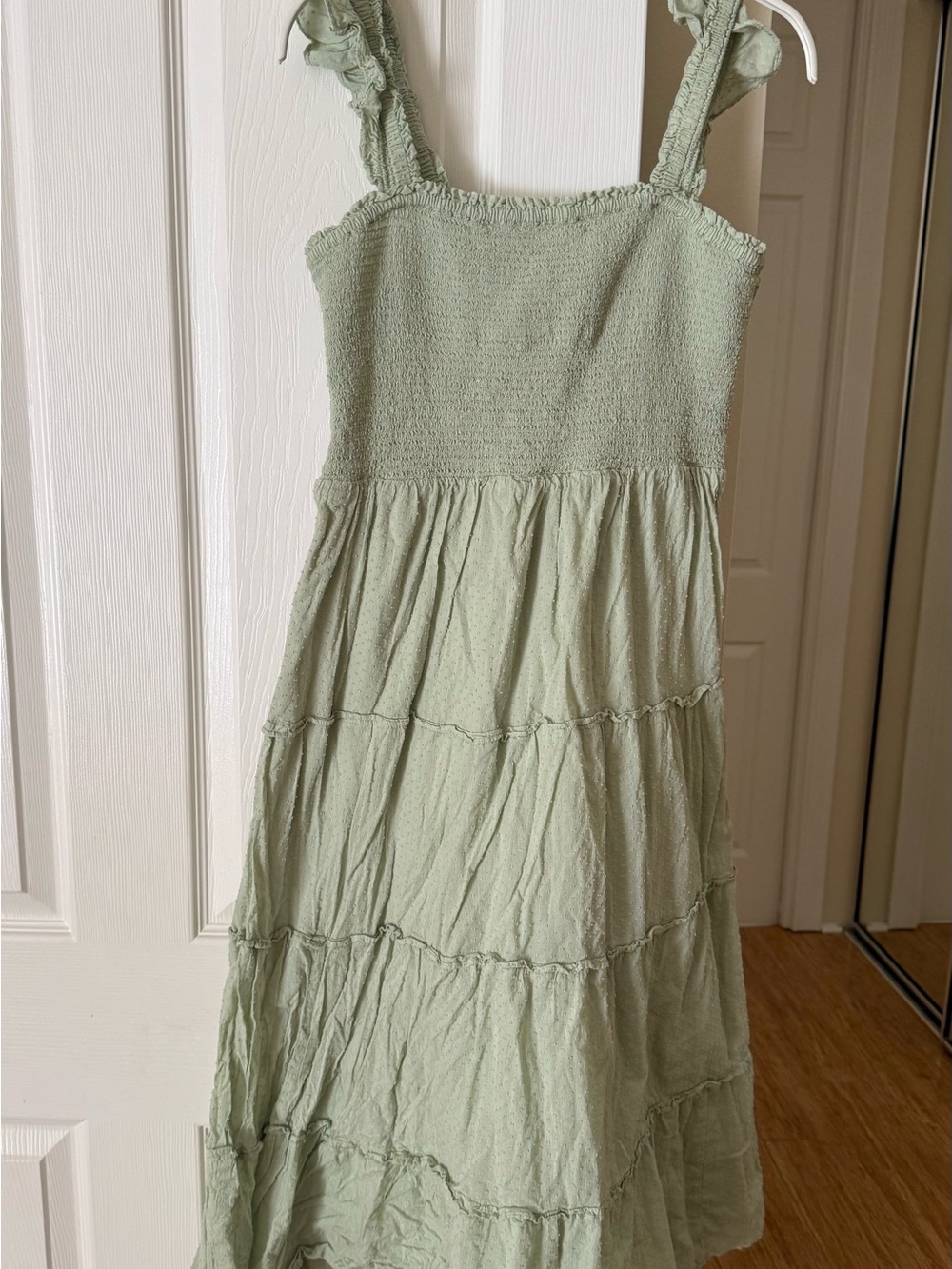 Light Sage Smocked Sundress with Ruffle Straps